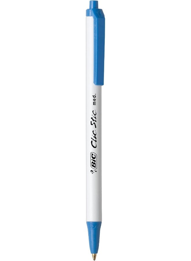 BIC Clic Stic Retractable Ballpoint Pen - Pack of 12 - Blue Body, Blue Ink - Image 2