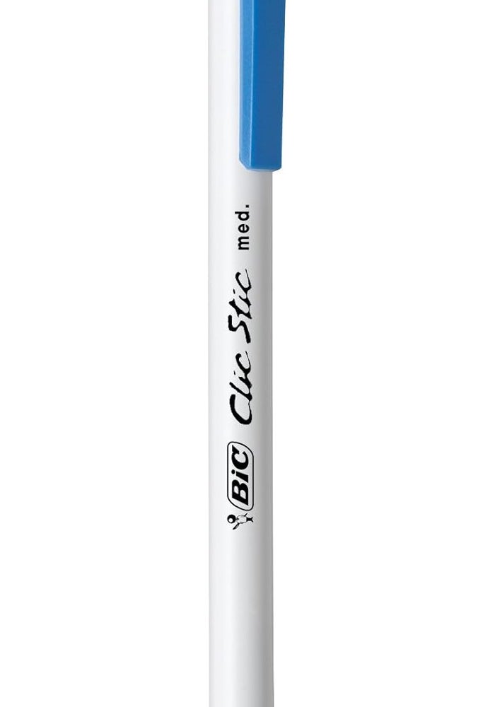 BIC Clic Stic Retractable Ballpoint Pen - Pack of 12 - Blue Body, Blue Ink - Image 3