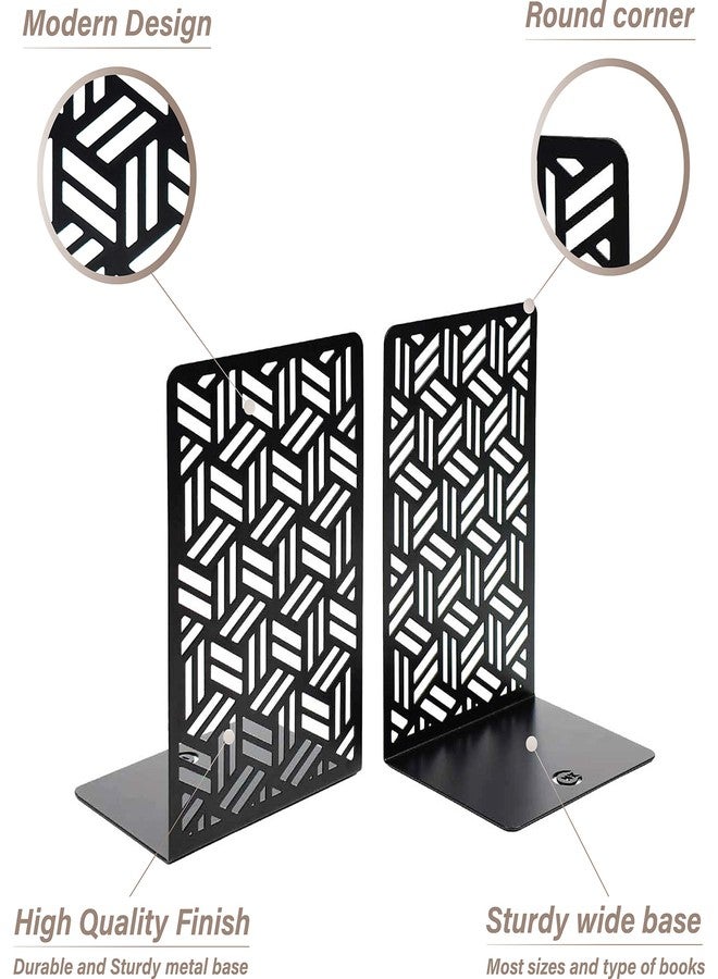 CNK Book Ends Bookends for Decorative Books Holder Bookend Shelves End Hold Heavy Duty Holders Stoppers Metal Stopper Cute Boho Bookshelf Holds Cookbook Office Home Set of 2 Bookends Pair Black - Image 4