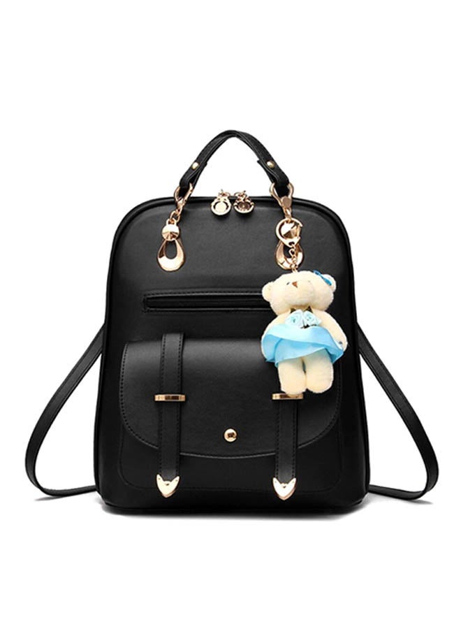 Bear Pendant Backpack Black - Image 1