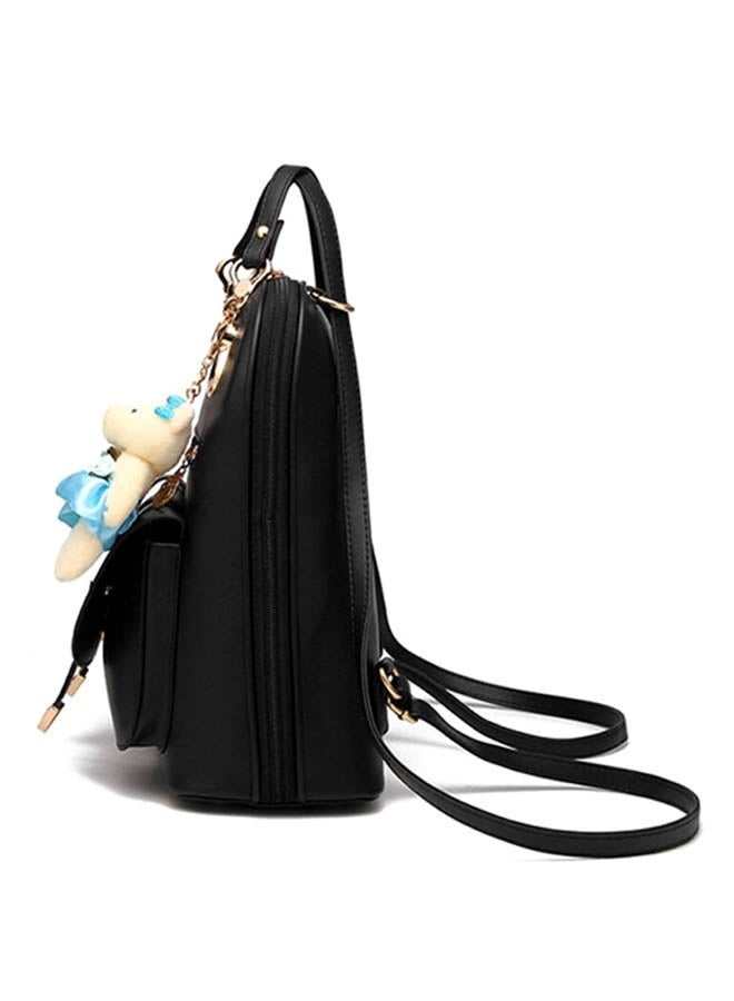 Bear Pendant Backpack Black - Image 3