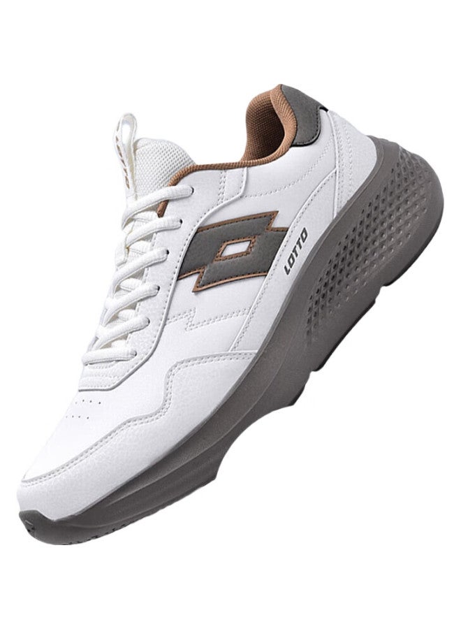 LOTTO Men'S Leather Thick-Soled Shock-Absorbing Rebound Casual Running Shoes 8837P Ivory White Size 42 - Image 2