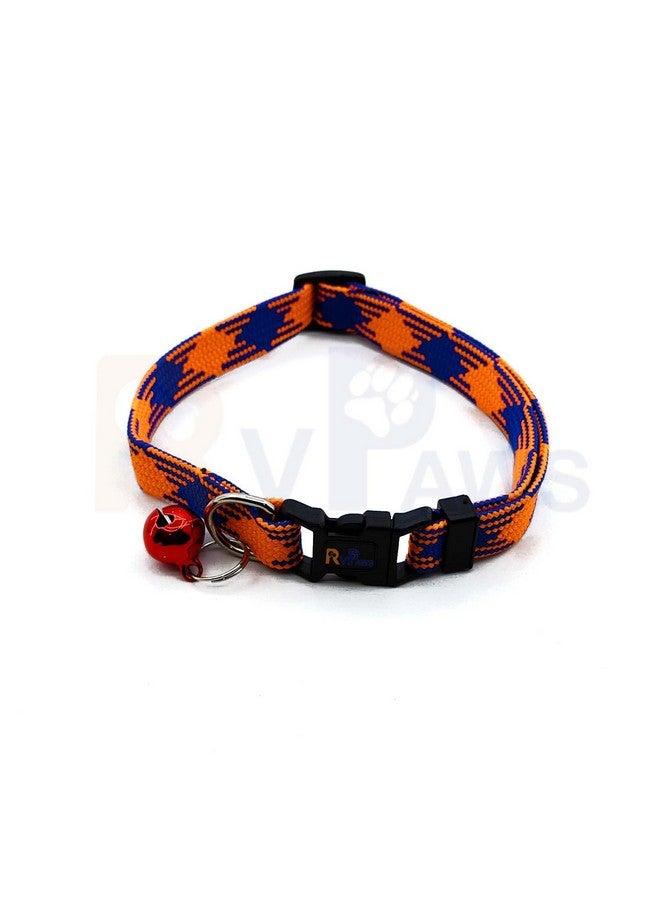 طقم طوق ومقود صغير الحجم 10 مم مع جرس - طوق نايلون قابل للتعديل مطبوع عليه جرو مع مقود للقطط والجرو (لون برتقالي) - Image 4