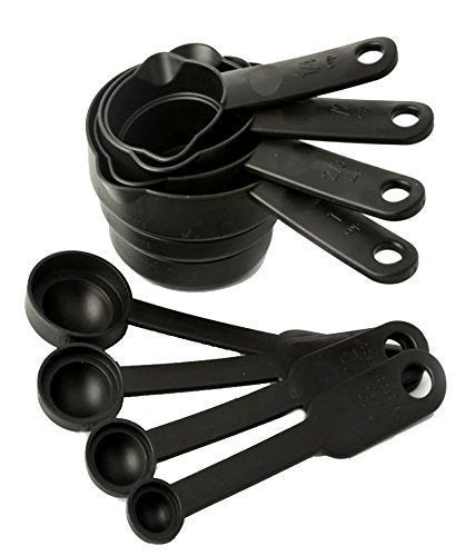 Inditradition 8 Piece Measuring Cup Spoon Set Multi Purpose Kitchen Tool with Free Hanging Groove Black - Image 4