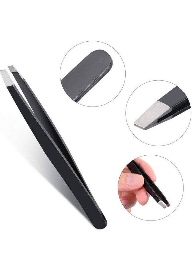 Mudder 12 Pieces Eyebrow Tweezers Stainless Steel Slant Tip Tweezers Facial Hair Eyebrow Precision Tweezers For Men And Women(Black)  - Image 5