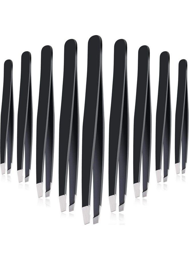 Mudder 12 Pieces Eyebrow Tweezers Stainless Steel Slant Tip Tweezers Facial Hair Eyebrow Precision Tweezers For Men And Women(Black)  - Image 2