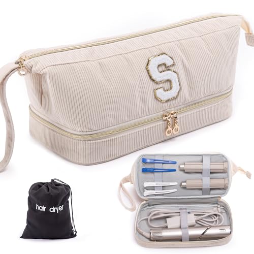 ELCUPA Initial Personalized Hair Dryer CaseDoubleLayer Hair Tools Travel Carrying Case for Shark FlexStyleSmoothStyle with Hair Dryer Bag Hair Air Wrap Dryer Case Flat Curling Iron Travel Organizer - Image 1
