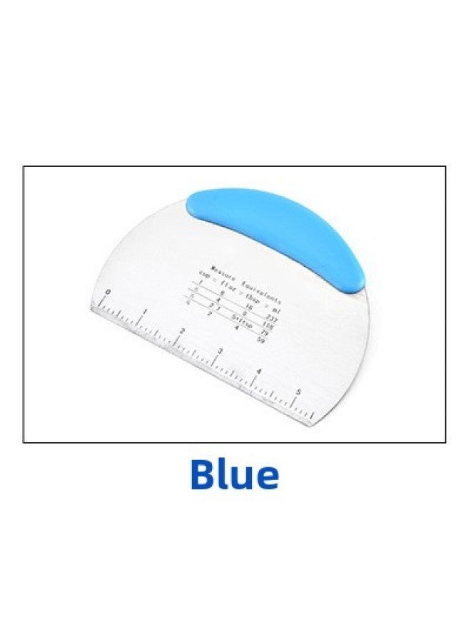 Noodle Cutter Baking Tool Cream Scraper Semicircle Non-slip Bag Scale Flour Dough Cutter Scraper-Specifications:Blue - Image 1