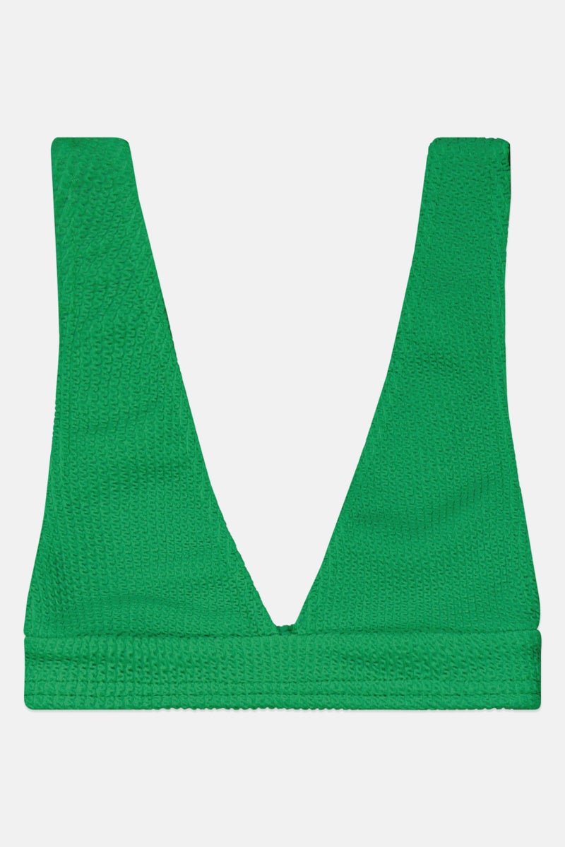 boohoo Women Textured Bikini Top, Green  - Image 1