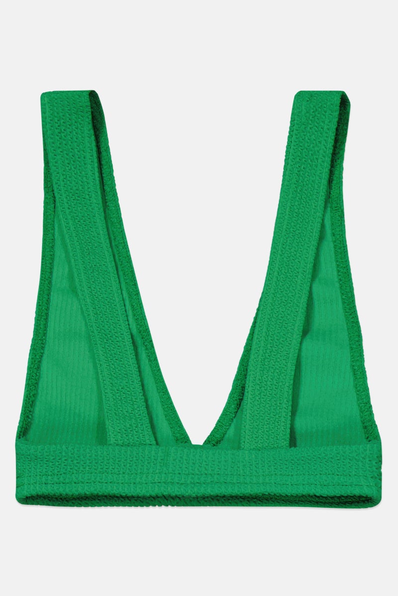 boohoo Women Textured Bikini Top, Green  - Image 2