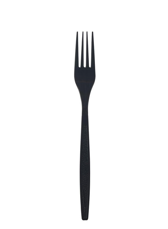 FULING [300 Count] Plastic Forks 7" Black Silverware Heavyweight Cutlery Disposable Utensils Heavy Duty For Every Day Use - Image 2
