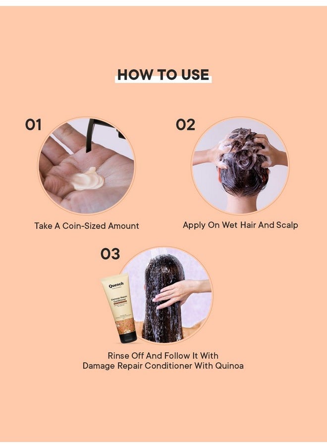 QUENCH BOTANICS - Quench Damage Repair Shampoo With Quinoa Protein & Ceramides For Dry & Damaged Hair, Deeply Conditions & Improves Hair Texture, Prevents Split Ends, Made In Korea (250Ml) - Image 1