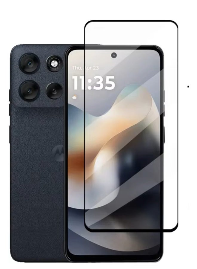 واقي شاشة لهاتف موتورولا موتو G56 5G، مصنوع من الزجاج المقوى، لاصق بالكامل من الحافة إلى الحافة، مقاوم للخدوش وخالٍ من الفقاعات. - Image 1
