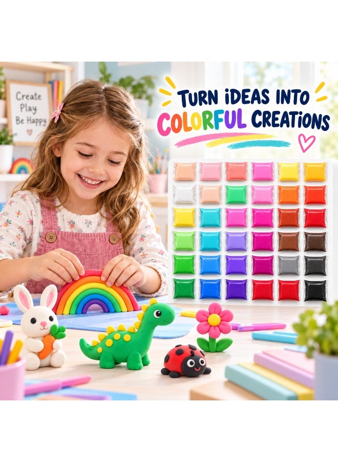 Kidzilla Air-Dry Clay Kit for Kids, 36 Colours Soft Ultra-Light Modelling Clay with Sculpting Tools, Creative DIY Arts & Crafts Set for Ages 3–8 - Image 5
