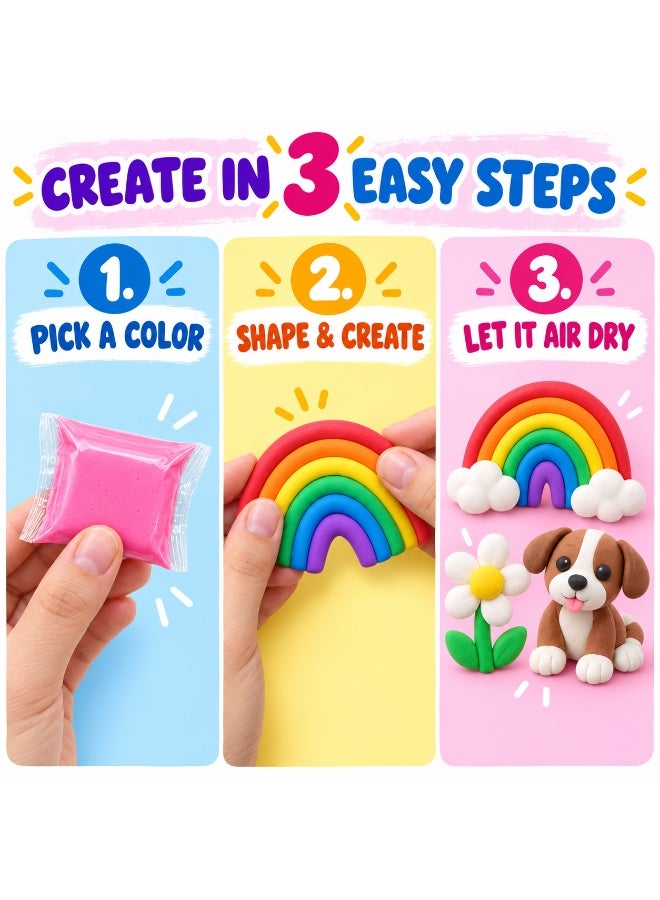 Kidzilla Air-Dry Clay Kit for Kids, 36 Colours Soft Ultra-Light Modelling Clay with Sculpting Tools, Creative DIY Arts & Crafts Set for Ages 3–8 - Image 3