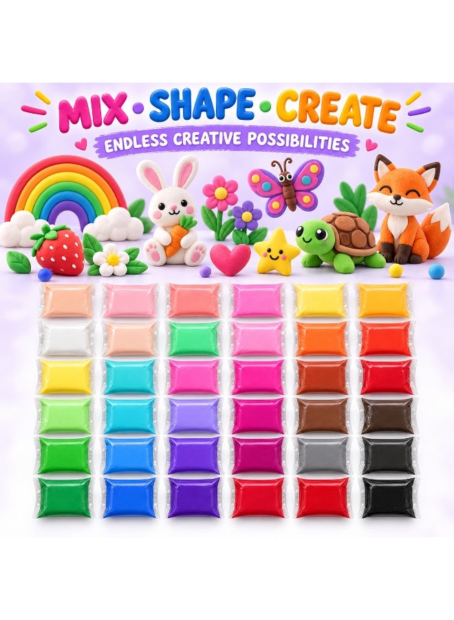 Kidzilla Air-Dry Clay Kit for Kids, 36 Colours Soft Ultra-Light Modelling Clay with Sculpting Tools, Creative DIY Arts & Crafts Set for Ages 3–8 - Image 4
