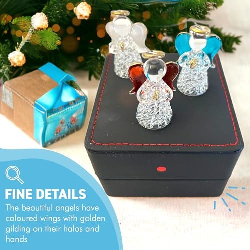 Thorness Angels worry box | Mindfulness box | Spiritual gifts | |mental health | guardian angel worry box for your loved ones | Includes 3 glass worry angels with gilded wings - Image 2