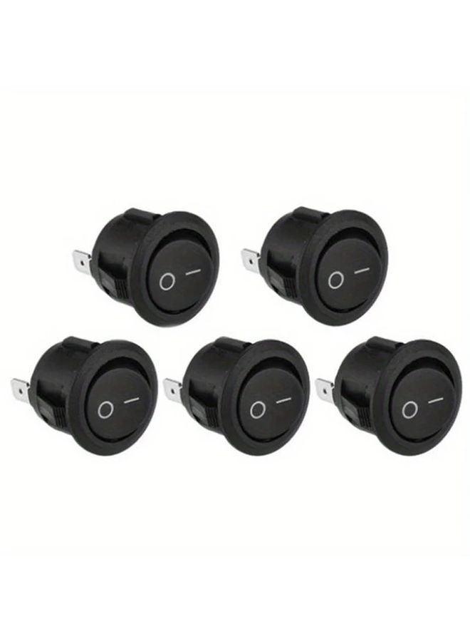 5 قطع مفتاح روكر دائري صغير تشغيل/إيقاف 12 فولت 2 رائد مع إضاءة ليد للسيارة القارب فان لوحة القيادة - Image 1