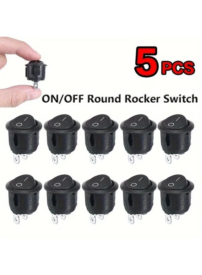 5 قطع مفتاح روكر دائري صغير تشغيل/إيقاف 12 فولت 2 رائد مع إضاءة ليد للسيارة القارب فان لوحة القيادة - Image 3