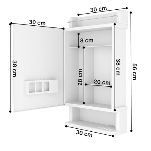 GLOXY Bathroom Cabinet with Mirror | Unbreakable ABS Premium Multipurpose Bathroom Mirror Cabinet with Shelves Storage & Mirror Door | Decorative Wall Shelf | Bathroom Accessories (White) - Image 4