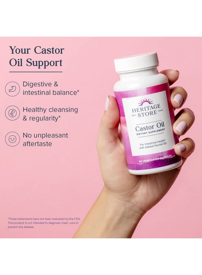 هيرتدج ستور مكمل زيت الخروع من HERITAGE STORE، 725 مجم، تطهير صحي، توازن معوي ودعم الهضم،* مع إضافة زيت الشمر، 60 وجبة، 60 كبسولة نباتية - Image 3