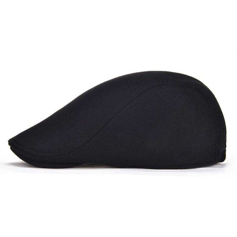 FEINION 2 Pack Men Cotton Newsboy Cap Soft Fit Cabbie Hat (Black/Navy) - Image 3