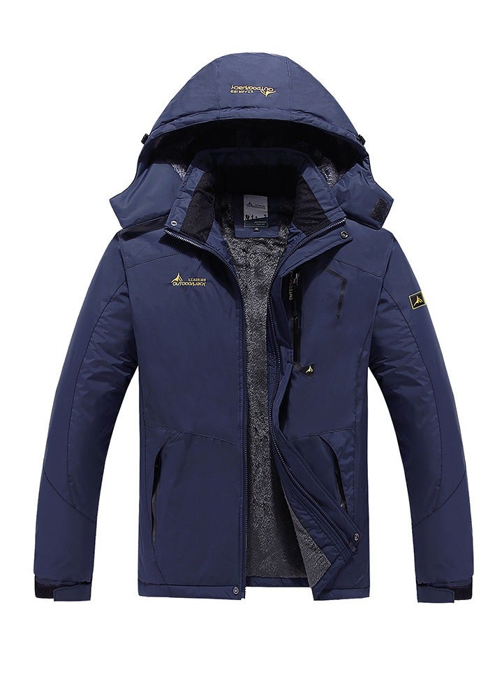 Loquat Men's Thicken Ski Jacket Warm Winter Waterproof Windbreaker Hooded Snowboarding Coat Dark Blue 