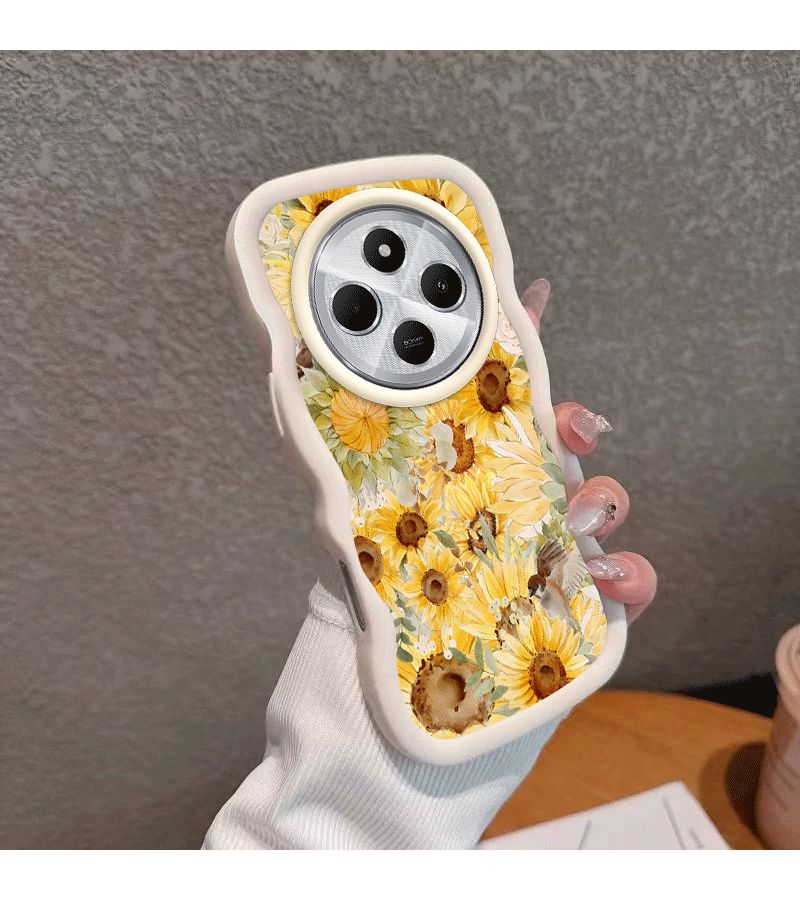 Shockproof Durable Translucent TPU Phone Case For POCO C75 With Cute Sunflower Pattern White - Image 3