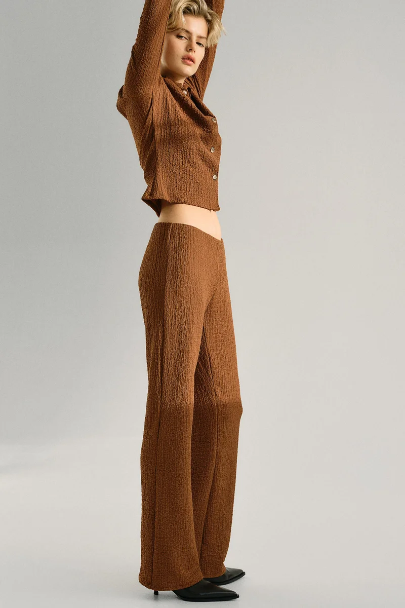 H&M Flared Crinkled Trousers