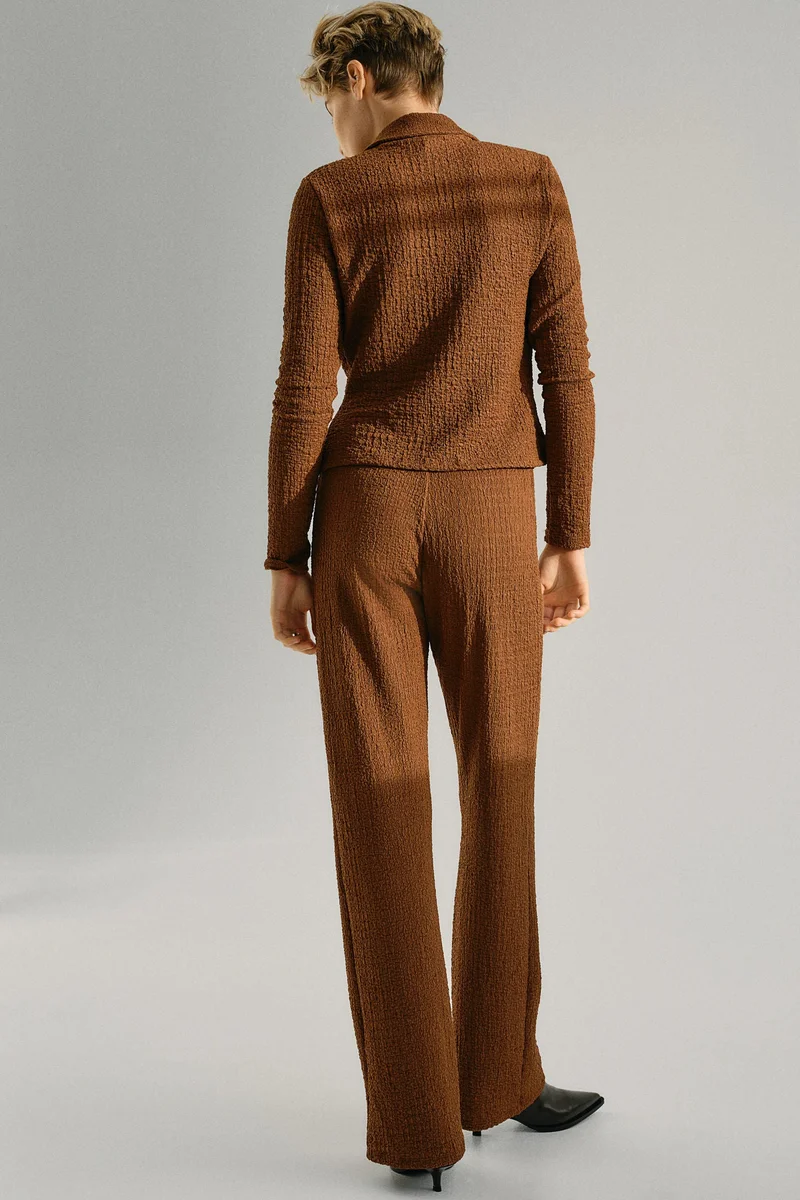 H&M Flared Crinkled Trousers