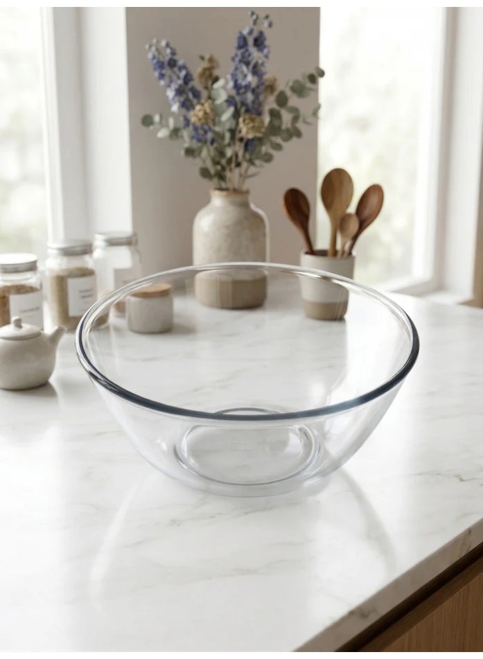 HomePro 23 cm Premium Glass Mixing Bowl / Heat-Resistant Clear Salad and Prep Bowl, Durable Glassware, Made in Turkey - Image 2