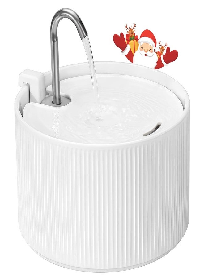VinDox Upgrade Ceramic Cat Water Fountain, 2.2L/78oz Ceramic Cat Fountain, Automatic Ceramic Water Fountain for Cats, Pet Water Fountain with Ultra-Quiet Pump (White) - Image 1