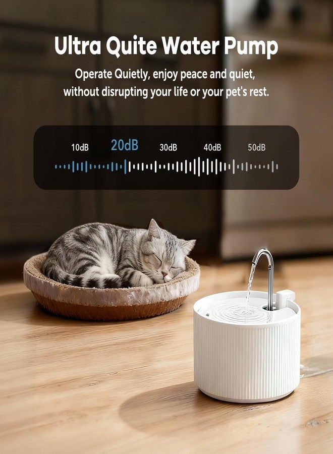 VinDox Upgrade Ceramic Cat Water Fountain, 2.2L/78oz Ceramic Cat Fountain, Automatic Ceramic Water Fountain for Cats, Pet Water Fountain with Ultra-Quiet Pump (White) - Image 3