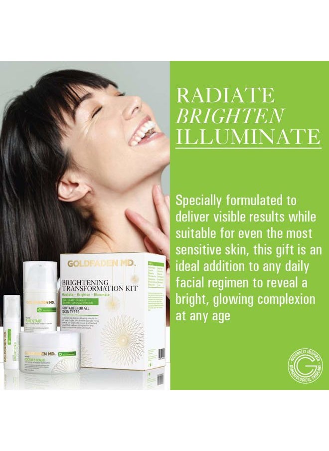 Goldfaden MD Brightening Transformation Kit | Advanced Skin Care Regime For Face | Includes Doctors Scrub Microdermabrasion Exfoliator, Pure Start Cleanser & Bright Eyes Eye Cream | 3 Pc Set  - Image 2