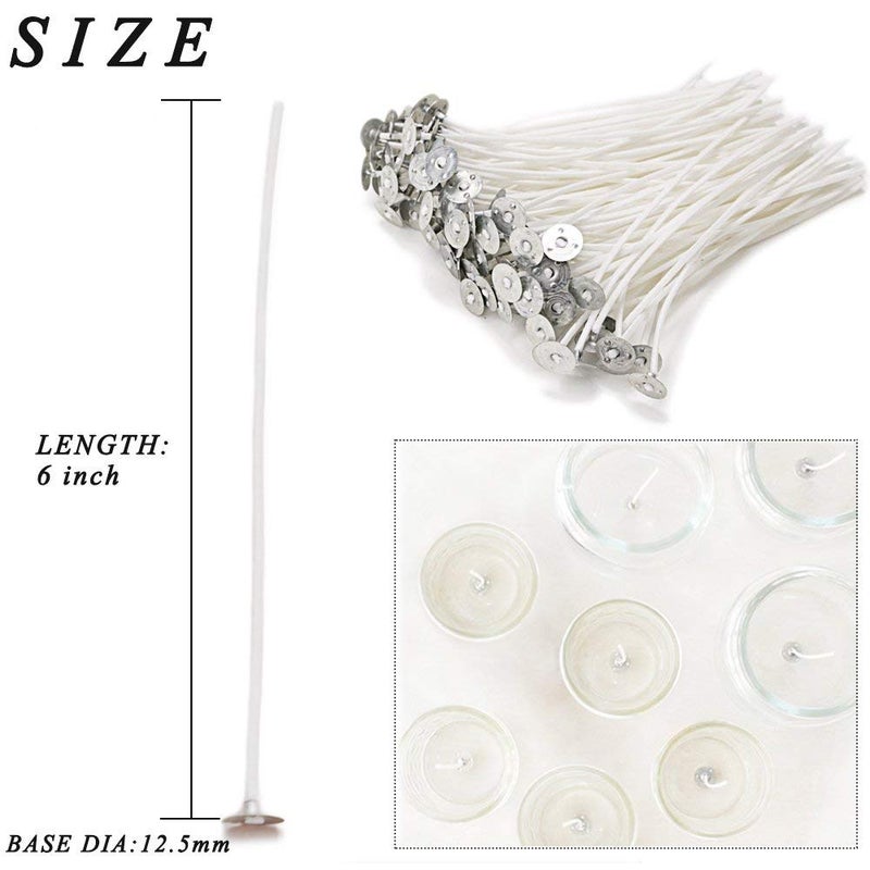 EricX Light 100 Piece Natural Candle Wick, Low Smoke 6" Pre-Waxed & 100% Natural Cotton Core,For Candle Making,Candle DIY - Image 2