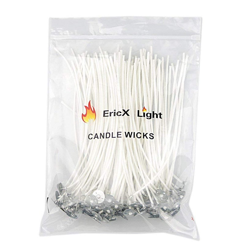 EricX Light 100 Piece Natural Candle Wick, Low Smoke 6" Pre-Waxed & 100% Natural Cotton Core,For Candle Making,Candle DIY - Image 1