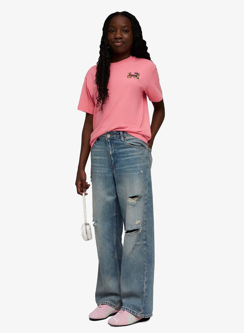 بوما تيشيرت برسومات شبابي مريح بتصميم التسعينات - Image 3