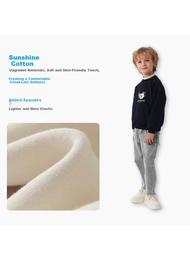 Les enphants Liyingfang Kids Sweatshirt Boys Sweatshirt Baby Top Autumn Fleece Sweatshirt Soft Pink 110 CM - Image 3