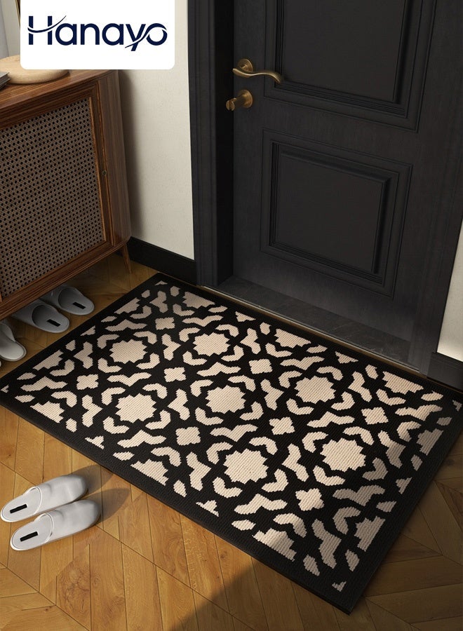 Hanayo Door Mats Indoor Resist Dirt Entrance Mat Non-slip Low Profile Inside Floor Mat for Indoor Outdoor Front Door Entryway Patio 60*90CM(Black) - Image 1