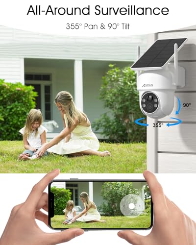 ANRAN Solar Security Cameras Wireless Outdoor,2K Cameras for Home Security with Fixed Solar Panel, 360° PTZ for Home Surveillance,2.4G WiFi, PIR Human Detection, 3MP Color Night Vision, 2-Way Talk - Image 3