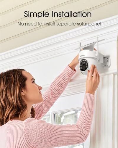 ANRAN Solar Security Cameras Wireless Outdoor,2K Cameras for Home Security with Fixed Solar Panel, 360° PTZ for Home Surveillance,2.4G WiFi, PIR Human Detection, 3MP Color Night Vision, 2-Way Talk - Image 2