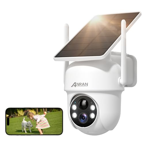 ANRAN Solar Security Cameras Wireless Outdoor,2K Cameras for Home Security with Fixed Solar Panel, 360° PTZ for Home Surveillance,2.4G WiFi, PIR Human Detection, 3MP Color Night Vision, 2-Way Talk - Image 1