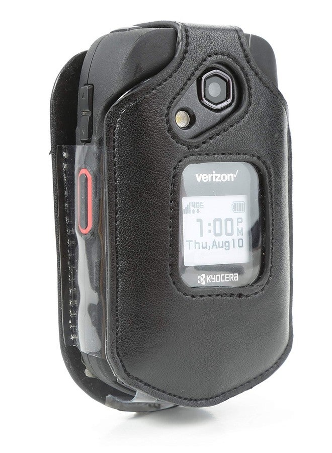 BELTRON Leather Fitted Case for Kyocera DuraXV LTE E4610 (Verizon), DuraXE E4710 (AT&T) - Features: Rotating Belt Clip, Screen & Keypad Protection, Secure Fit - Image 1