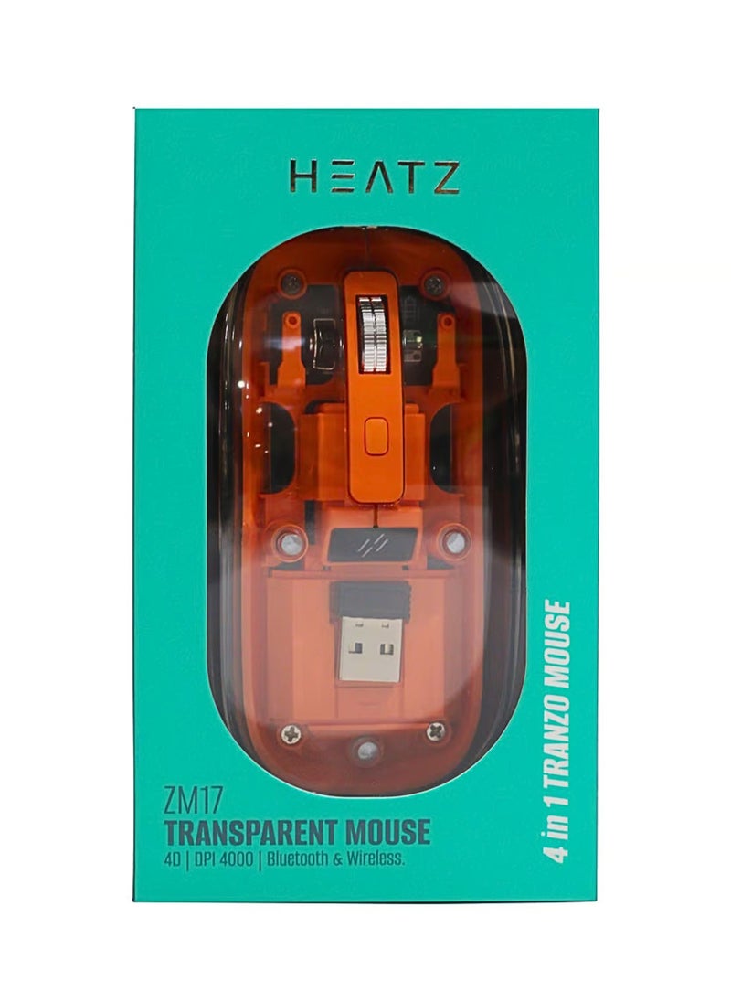 HEATZ Crystal Transparent Magnetic Wireless Mouse Wireless Bluetooth Mouse, Tri-Mode (BT+DPI 4000 Bluetooth & Wireless) USB C Rechargeable Computer Mouse, Full Transparent Portable Silent Mouse with USB Receiver for Laptop  - Image 2