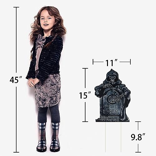 GameXcel 10PCS Halloween Tombstone Decorations Gravestone Decor for Graveyard Headstone Yard Signs Outdoor Lawn Yard Garden Decorations Halloween Yard Stakes - Image 4