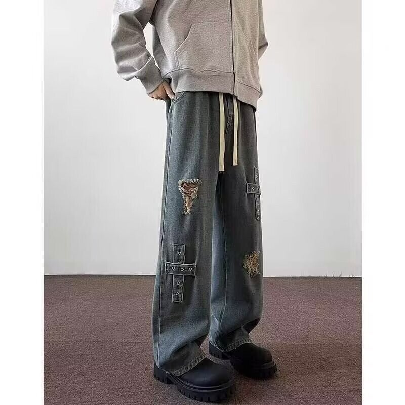 Unisex Classic Denim Jeans Loose Fit Daily Outdoor Wear - Image 1