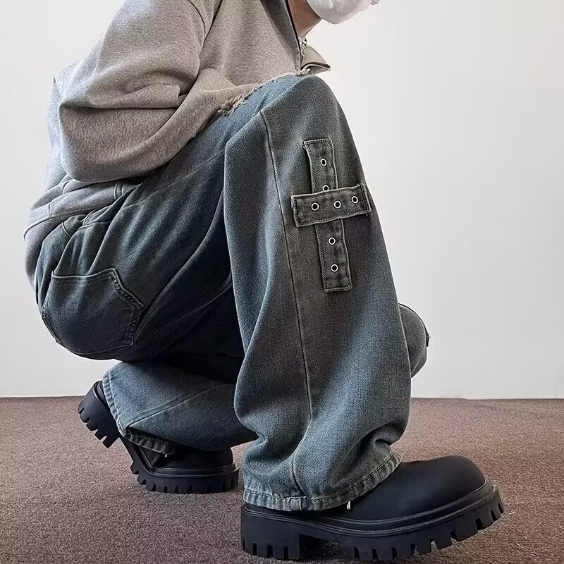Unisex Classic Denim Jeans Loose Fit Daily Outdoor Wear - Image 3
