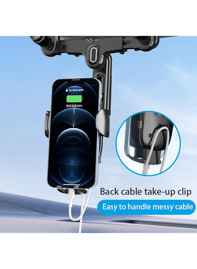 Excefore Rearview Mirror Phone Holder For Car, 360°Rotatable And Retractable Car Phone Holder Multifunctional Rear View Mirror Phone Holder, Four Corners Fixed Anti-Shake Design, For All Mobile Phones And Car - Image 3