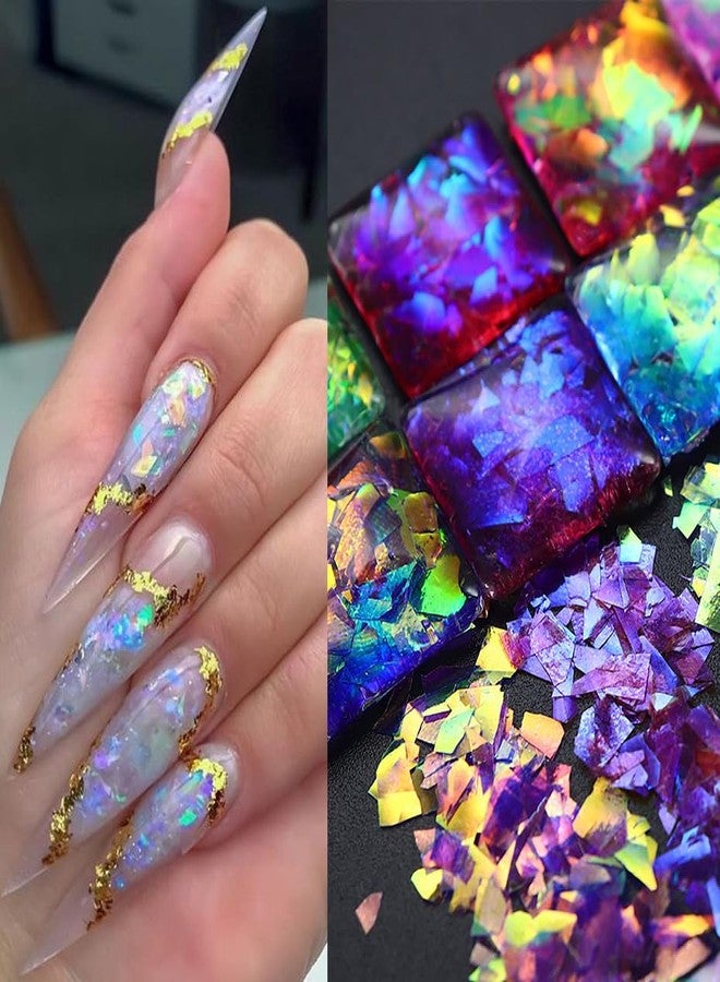 Vezocim Iridescent Glitter Nail Art Sequins, Holographic Transparent Irregular Ultra Thin Nail Art Glitter Flakes Designs, Mermaid Nail Glitter Acrylic Supplies Decorations for Women Manicure Art - Image 3