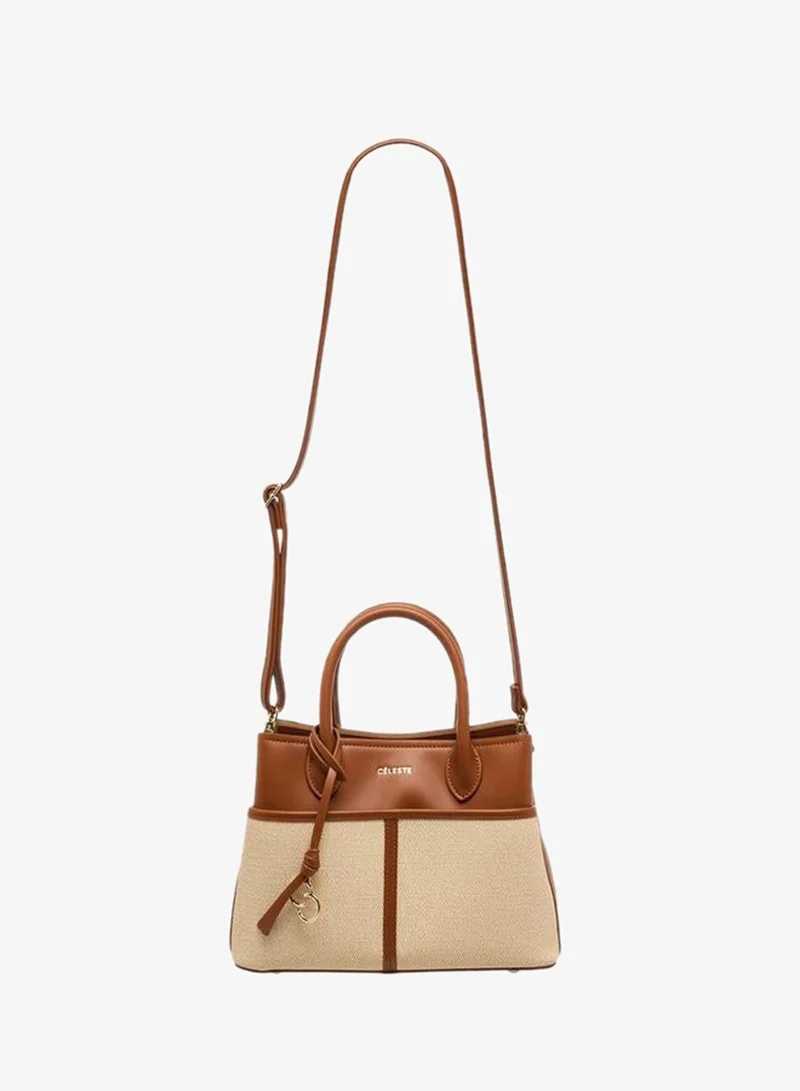 سيليست Textured Tote Bag With Zip Closure